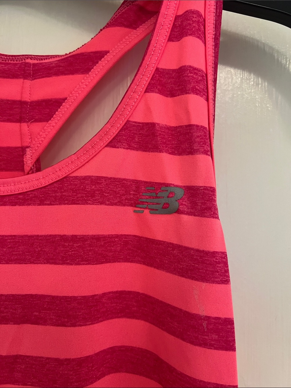 New Balance Pink Striped Racerback Tank - Picture 2 of 4